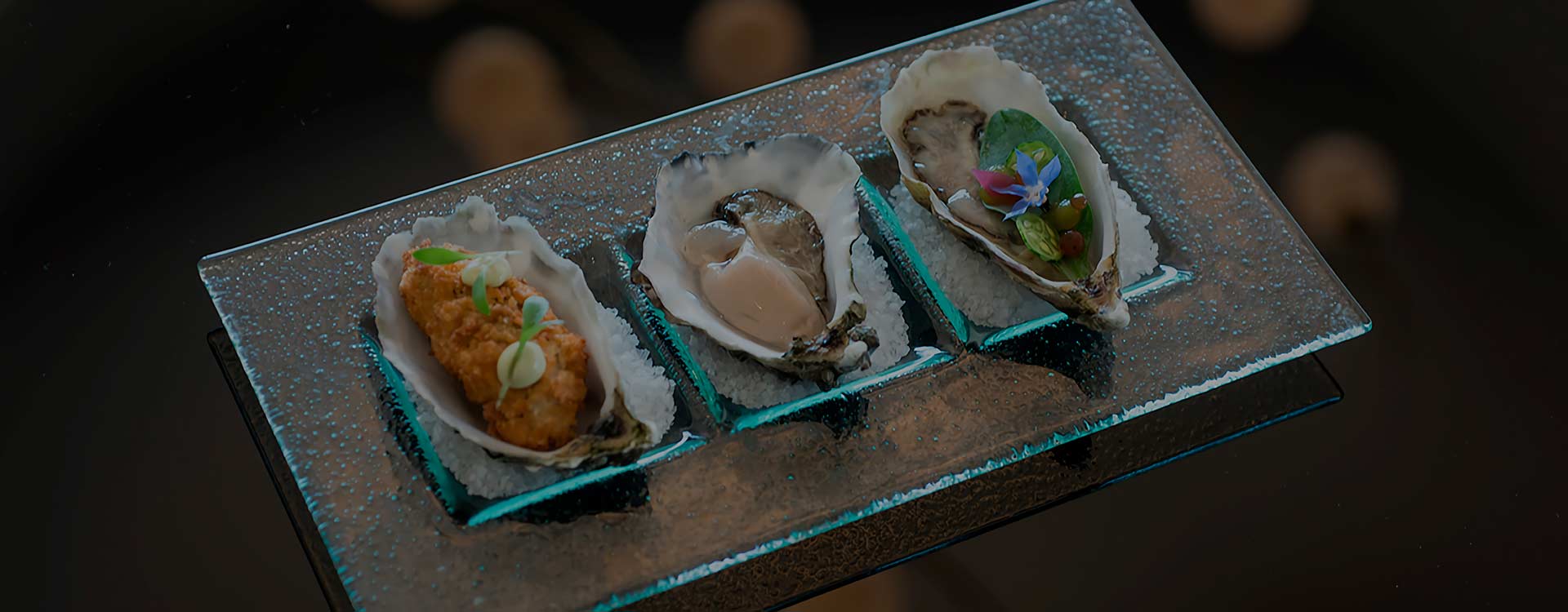 Amara Restaurant | Food | Starters | Oysters 3 way